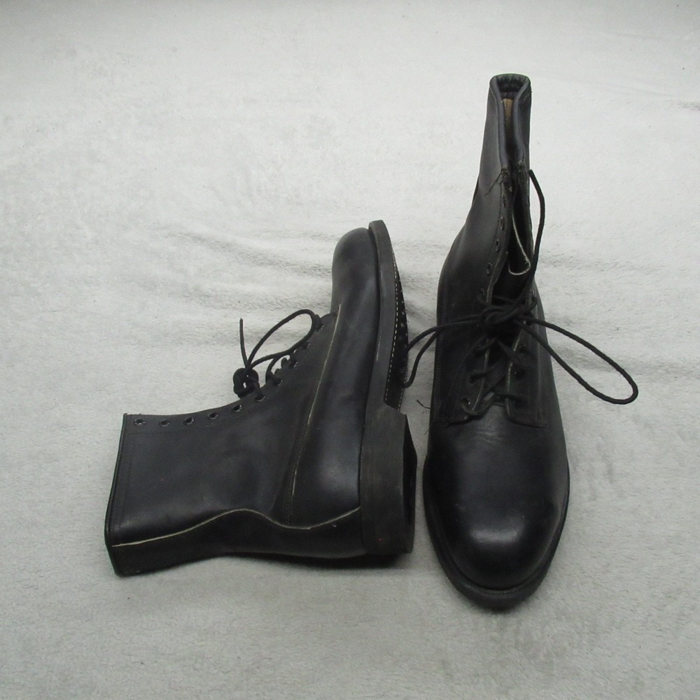 Addison Mens 10W Combat‎ Boots Black Leather Lace Up Military Work Rugged VTG